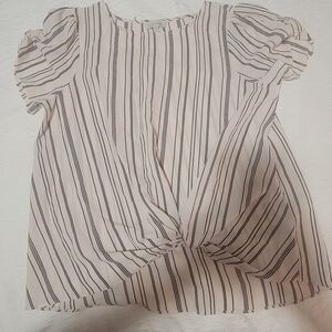 Chenault Women's Striped Blouse - Black and Cream Size PXL